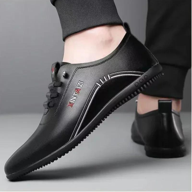 Модные кожаные мужские мокасины Модная мужская повседневная обувь для активного отдыха Универсальные легкие удобные туфли без застежек на плоской подошве Zapatos Para Hombres