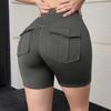 Женские спортивные шорты с карманами, подтягивающие ягодицы, колготки для фитнеса, тонкие велосипедные шорты с высокой талией, леггинсы для бега для йоги