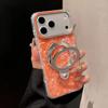 Роскошный противоударный чехол с магнитной застежкой и блестками для iPhone 17 16 15 14 13 Pro Max Plus с подставкой и рамкой для камеры в виде бриллиантов, глянцевая поверхность.