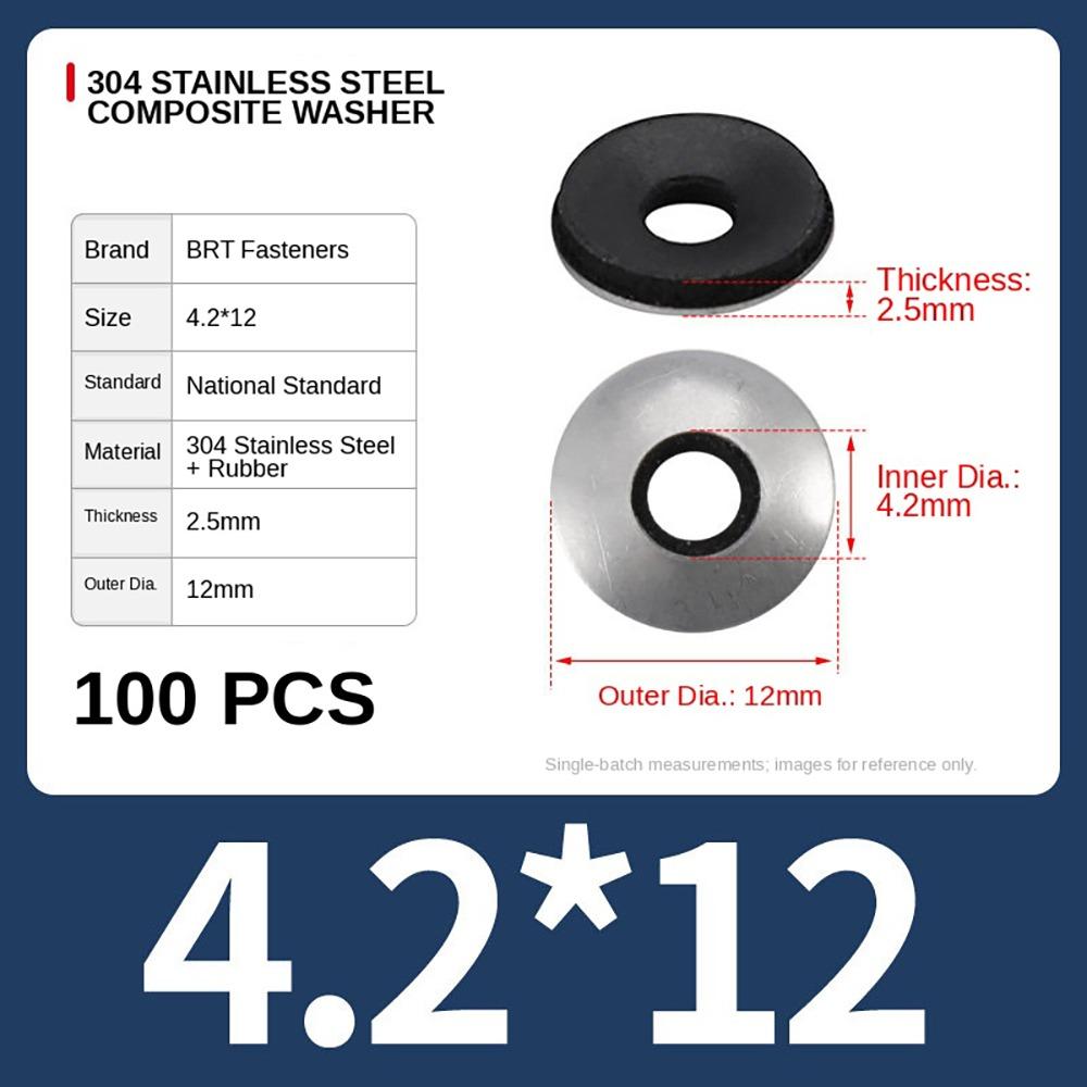 1Set Rubber Stainless Steel Sealing Washer for Self Drilling Screws Roofing Construction