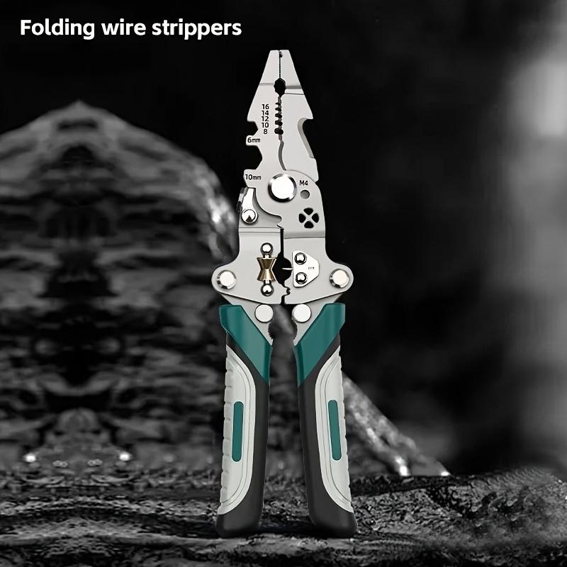 1 Piece Foldable Multi-function Electric Special Industrial Grade Wire Stripping Pliers, High Carbon Steel Precision Manufacturing Multi-function Tool