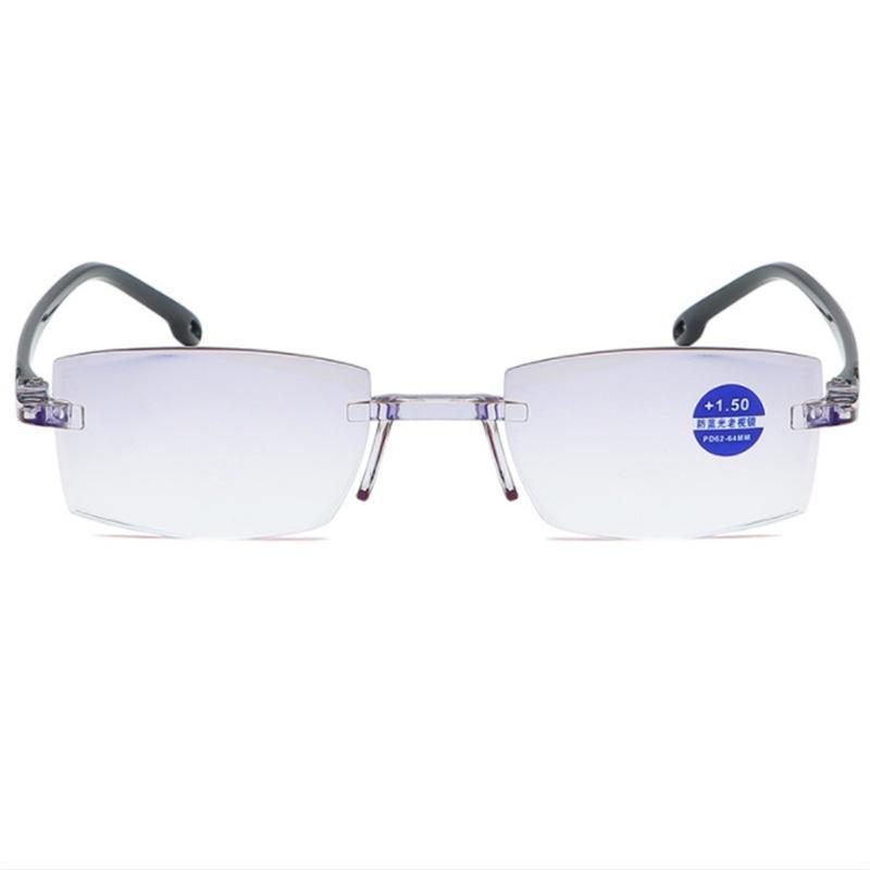 1 шт. очки для чтения без оправы с ромбовидной огранкой, анти-синий свет и синяя пленка, встроенная для женщин и мужчин