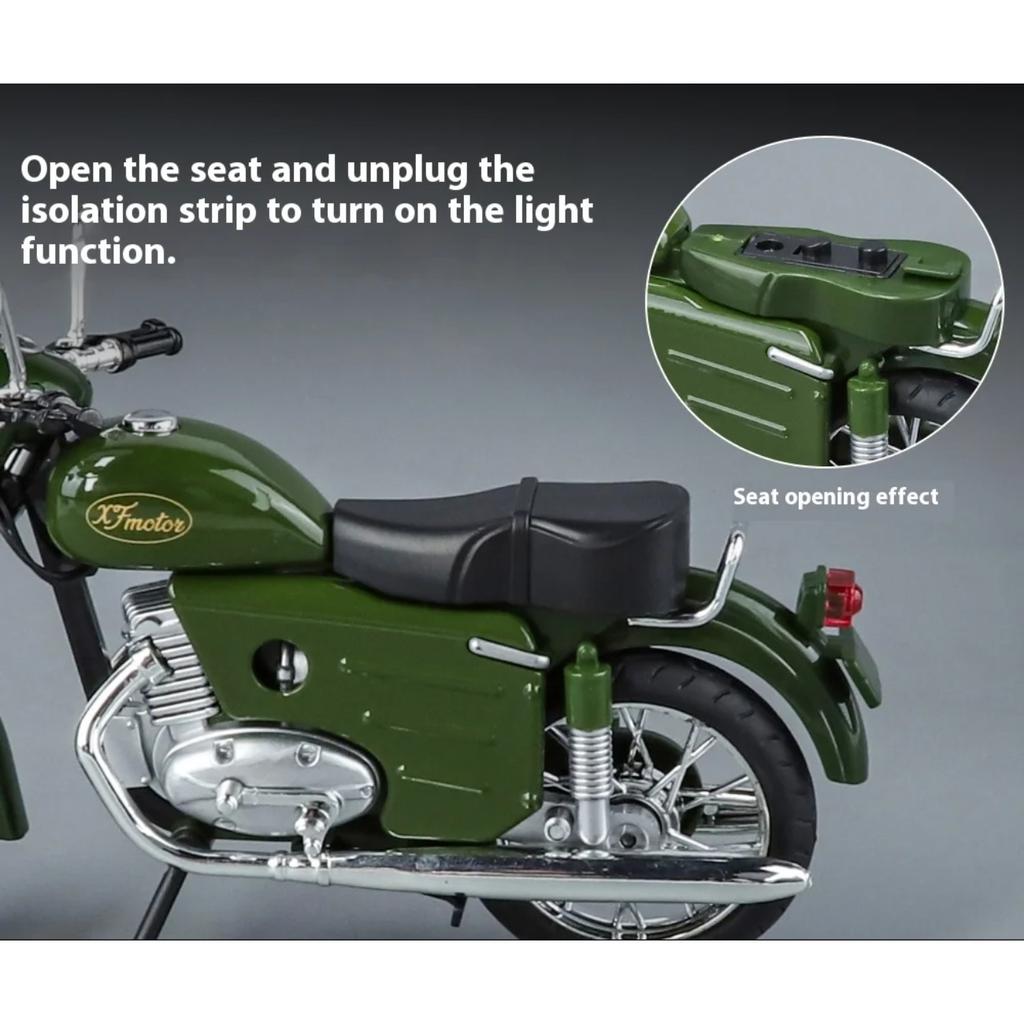 Модель мотоцикла Чехословакия Jawa250 в масштабе 1/10, литая из сплава, со звуком и светом, автоцикл, изысканные настольные украшения, подарки