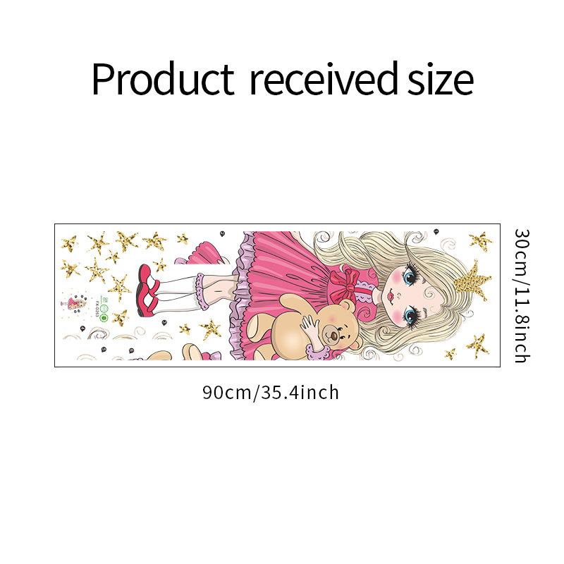 Наклейки на стену с мультяшным медведем, принцессой и звездами для комнат для девочек, декоративные виниловые наклейки для спальни для маленьких девочек, детская комната, наклейки для детской комнаты