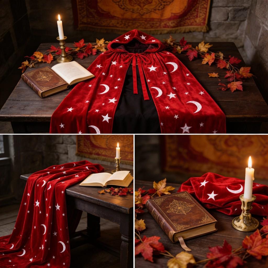 Medieval Star Moon Magician Cape With Vintage Style Polyester Material For Costume Parties