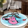 Pink Cowardly Dog Thumbs Up round carpet Chair cushion Round Entryway Rug, Soft Round Rugs for Living Room, Bedroom, Circle Carpet decor gifts