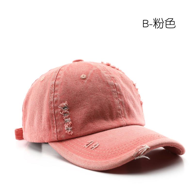 Women's washed, distressed, solid-color baseball cap, suitable for outdoor activities, providing warmth and sun protection