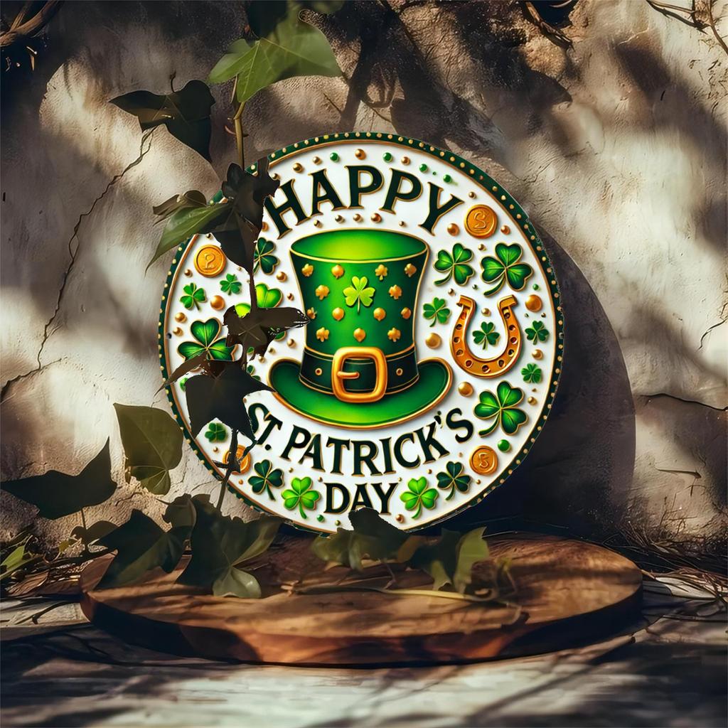 Деревянный 1шт Happy St. Знак с гравировкой из фольги ко Дню Святого Патрика - наружный декор для двери, стены, дома, комнаты, фермы, улицы, магазина, гаража, бара, сада, кафе