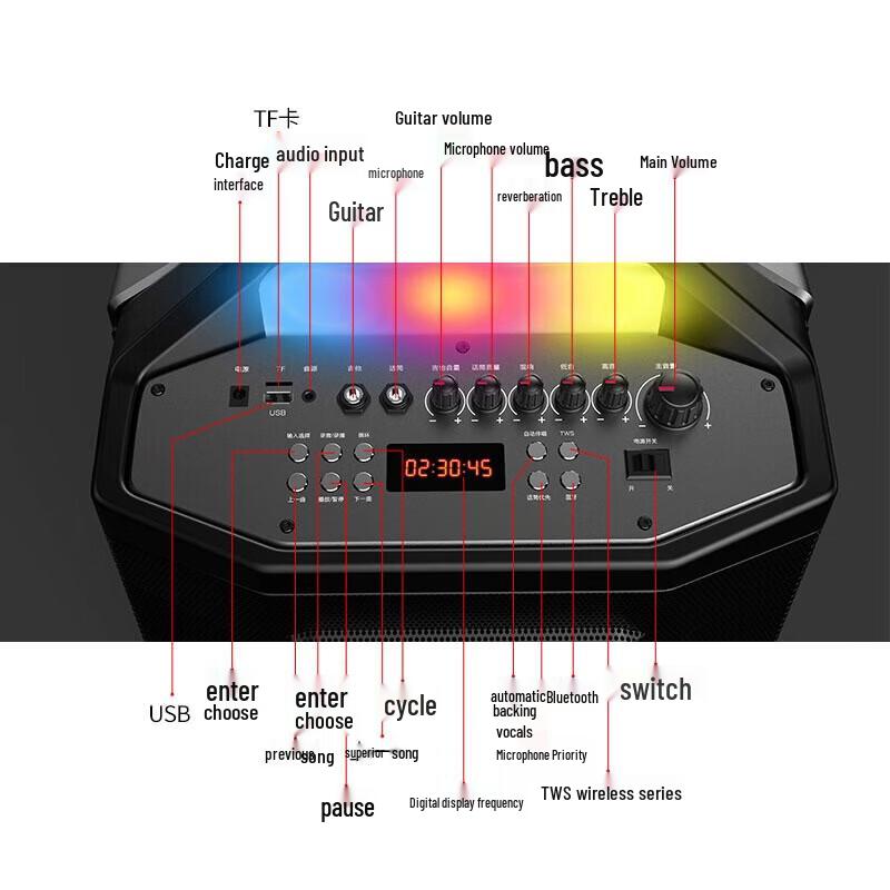 Beide Outdoor Portable Bluetooth Trolley Speaker with Dual Wireless Mics