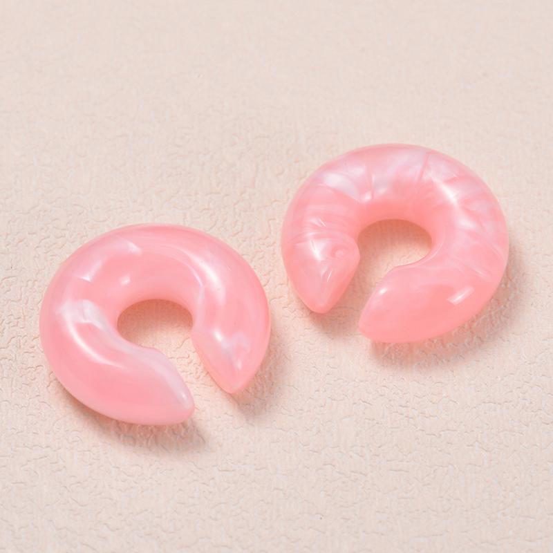1 Pair Simple Smooth Circle Round Ear Clip On Earrings For Women C Shape Resin Without Piercing Fake Cartilage Ear Cuff Zircon