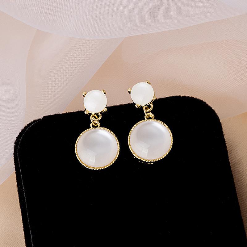 Серьги-капли «Геометрический тюльпан» из стерлингового серебра с кошачьим глазом