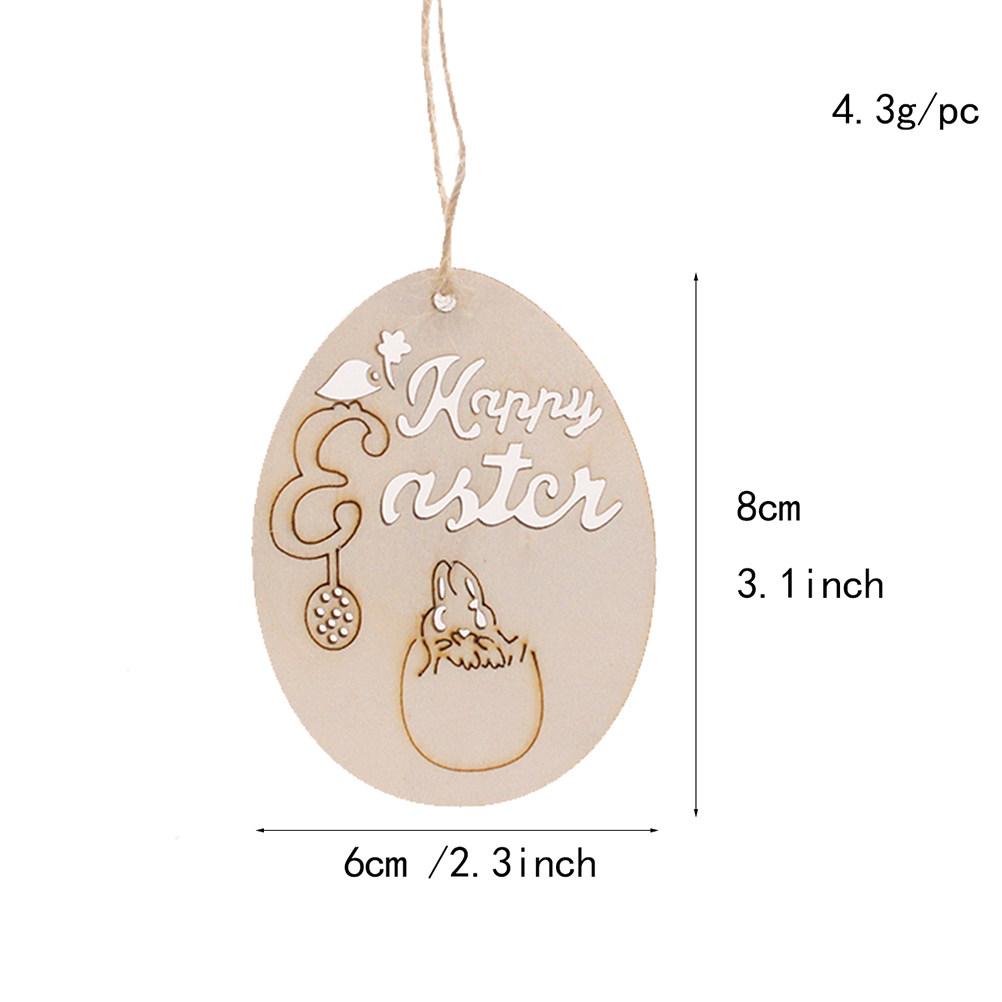 20Pcs Easter Wooden Egg Shape Pendants Smooth Surface DIY Hanging Decor Holiday Party Adornments Home Festival Garden Decoration