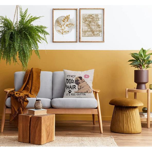 UINHMOP Это не собачья шерсть, это блестки мопса 18x18 дюймов Наволочка для декоративной подушки, Забавный декор с мопсом для дома, спальни, гостиной, комнаты девочки, Подарки