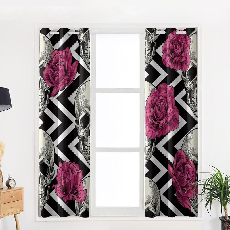 Художественный Череп Красные Цветы Волна Новые Простые Шторы Украшения Дома Шторы Современные Товары Для Дома