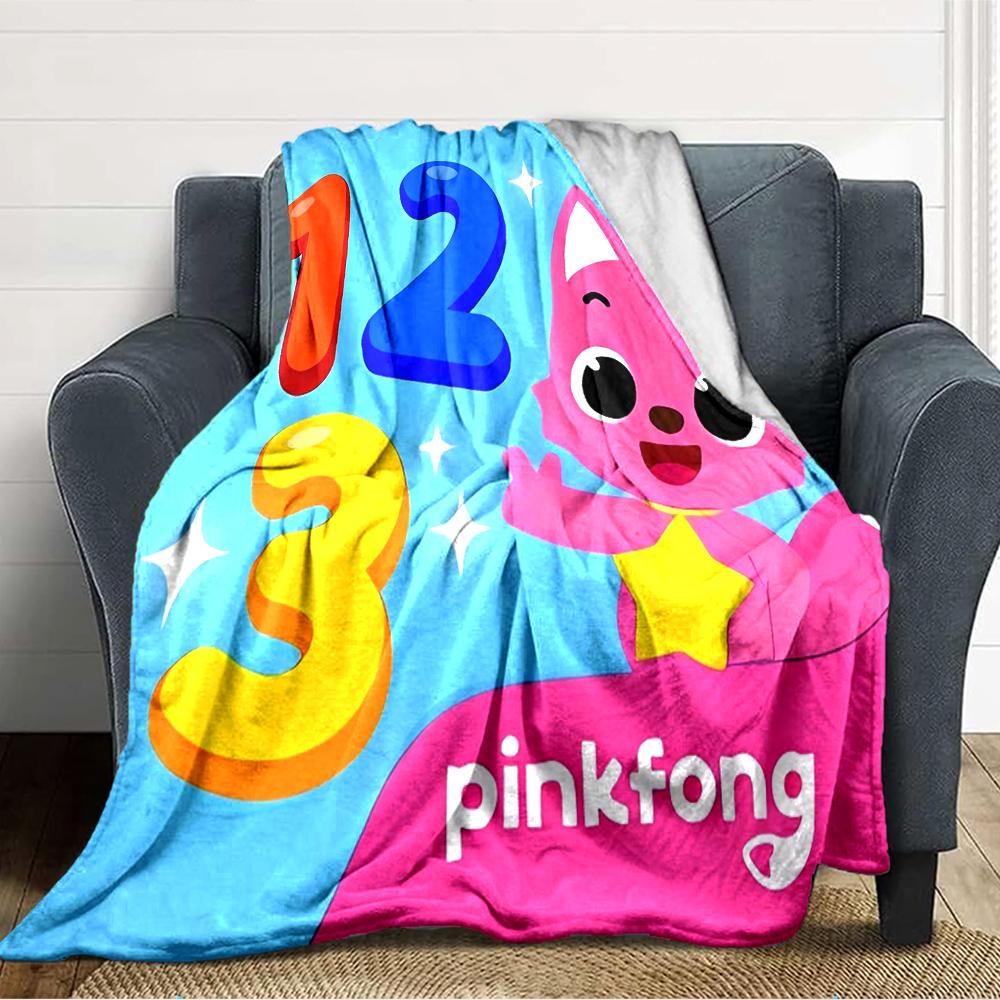 1pc Pinkfong Shark (2) Blanket, Gift, for Men and Women, Soft Blanket, Good for Sofa Bed Couch Travel, Lightweight Flannel Blanket