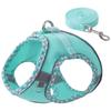 Rubonarie Pet Harness and Leash Set with Reflective Strips and Mesh for Small and Medium Dogs (Green, Medium)