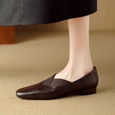 Мода НОВЫЕ Весенне-Осенние Женские Туфли-Лодочки с Круглым Носком на Низком Каблуке Обувь из Натуральной Кожи для Женщин Лаконичные Мягкие Черные Слипоны Женские Лоферы