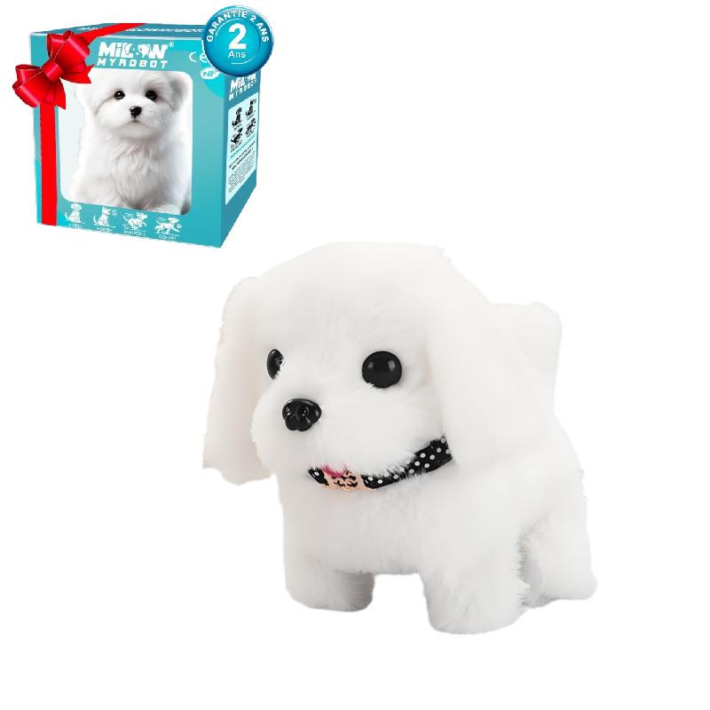 Интерактивная мягкая игрушка собака с функциями ходьбы и звука для вовлечения и игры ребенка