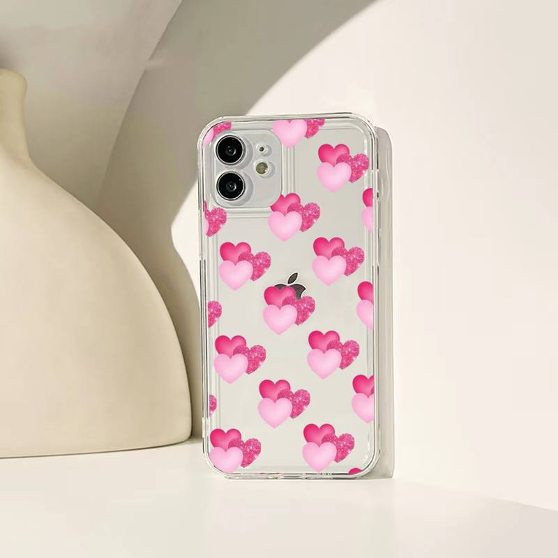 Чехол для телефона с сердечками и пульсацией для Iphone 11 12 13 14 Pro Max 7 8 Plus X Xr Xs Max Se 2020, мини-прозрачный чехол