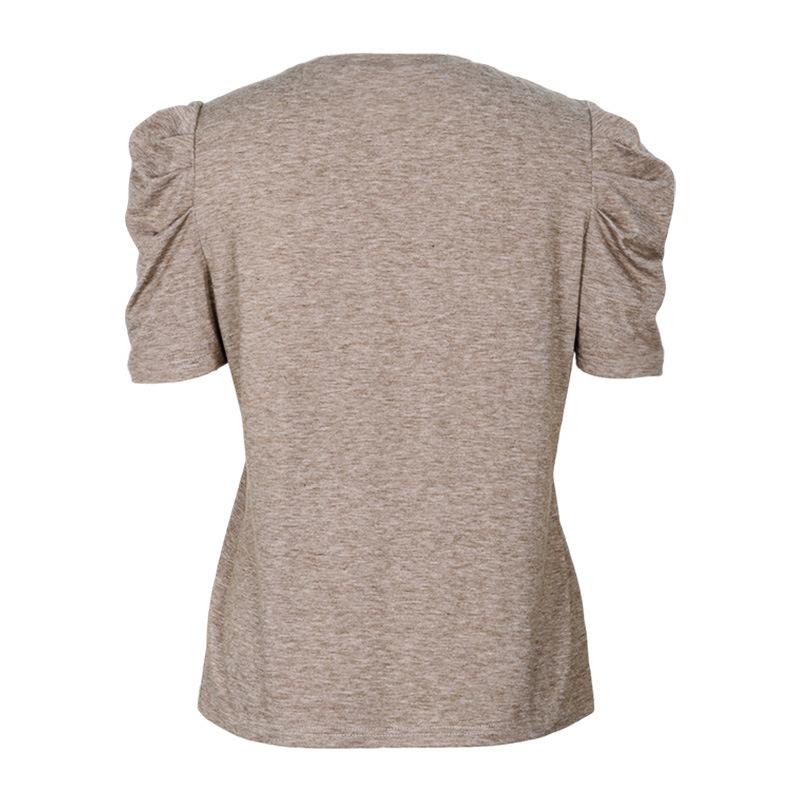 YYFS Женские модные повседневные летние весенние кружевные однотонные блузки и рубашки с короткими рукавами и круглым вырезом с принтом