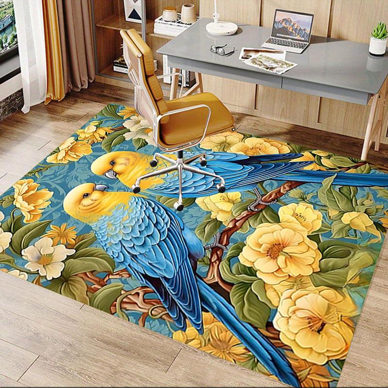 1PC Parrots Flowers Non-Slip Floor Carpet Compatible for Office&Living Room&Bedroom&Dining room - Flat- Soft & Pattern, Vibrant Colors-W300