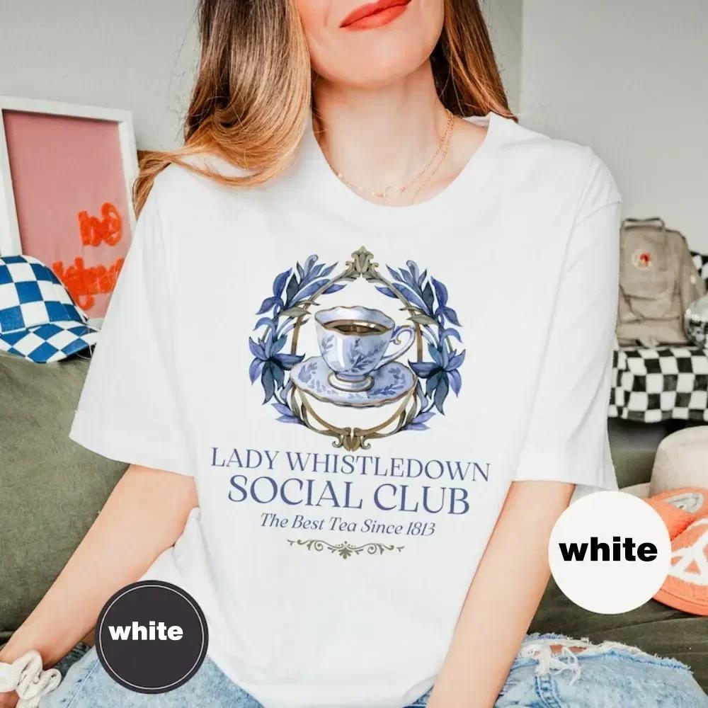 Funny Pink Unisex Cotton Tshirt Sprinkled Tea Lady Whiston Shirt Social Short Sleeve Tops Whistledown Retro Shirt Tv Show Tshirt