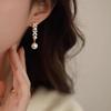Elegant Long Drop Earrings With Natural Freshwater Pearl Clover Zircon Studs Women Sterling Hypoallergenic