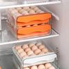 Egg Storage Box Double Layers Transparent Visible 32 Grids Large Capacity Food Grade Pull Out Drawer Type Stable Stackable Fridge Egg Container