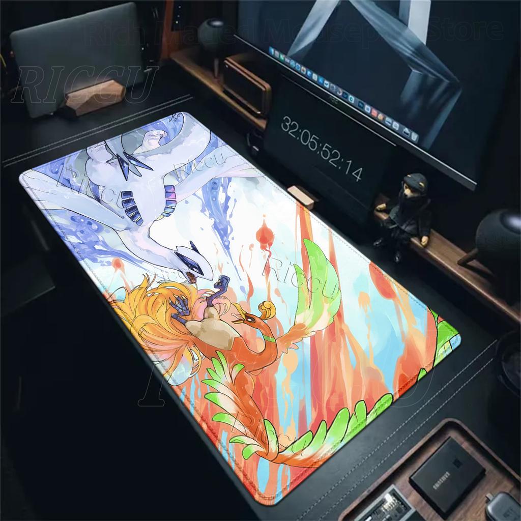 Anime XXL Pokemons Ho-Oh Mouse Pad Gamer Laptop Mousepad Gaming Accessories Office PC Keyboard Lock Edge Mausepad E-sports Mats