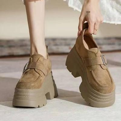 Женская обувь Высококачественные женские туфли с пряжкой на высоком каблуке Модные туфли-лодочки с круглым носком для платья Женские туфли на платформе с твердым каблуком