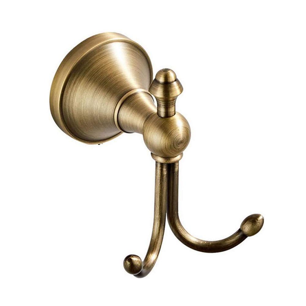 Wall Mount Antique Brass Towel Hook Double Hook Door Wall Hook Retro Robe Hooks  Home Decor