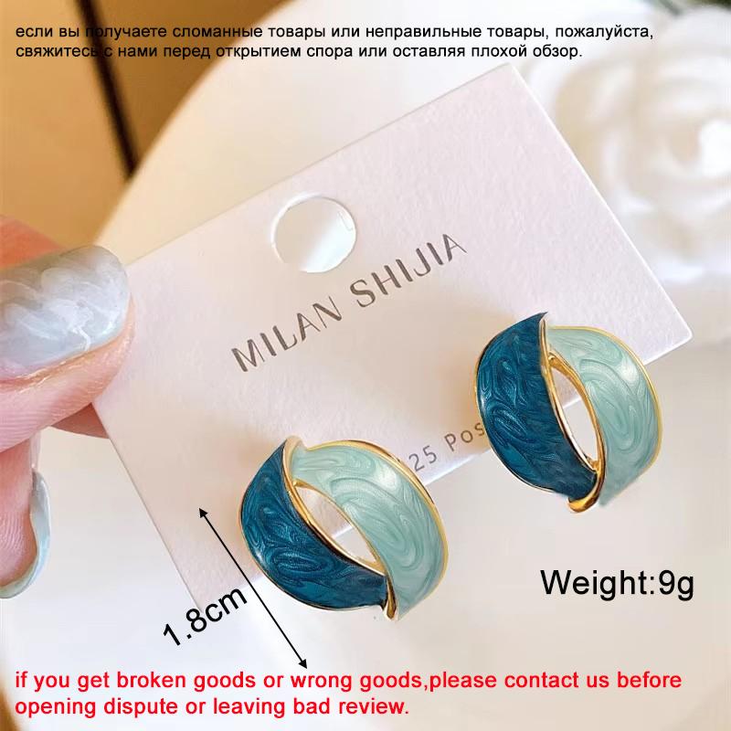 Trendy Enamel Women's Earrings Colorful Glaze Heart Drop Earrings Round Square Pendants Geometric Hanging Earrings