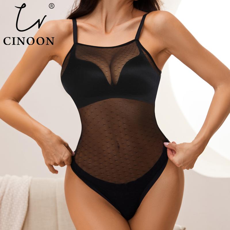 CINOON Подтяжки, облегающее боди, женский кружевной прозрачный женский пуловер, черные сексуальные боди, женский пуловер, повседневные комбинезоны