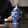 Tea Can Ceramic Sealed Jar Household Storage Retro Chinese Blue and White General Bottle Tangerine Peel Pu'er Black Tea
