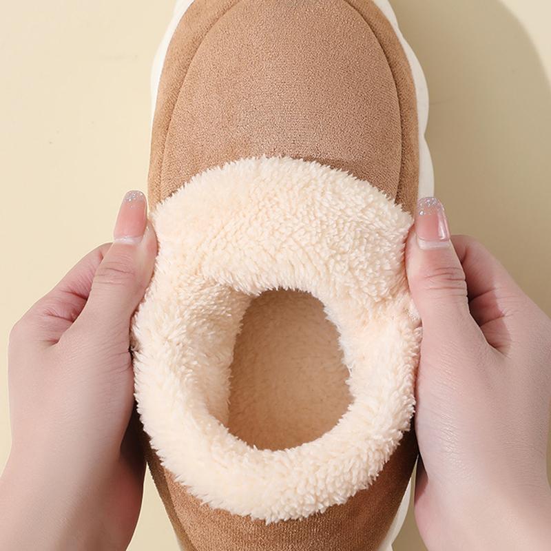 Warm Short Plush Indoor Suede Slippers Women 2025 Winter Soft Thick Bottom Non Slip Postpartum Shoes Fluffy Fur Home Shoes 45