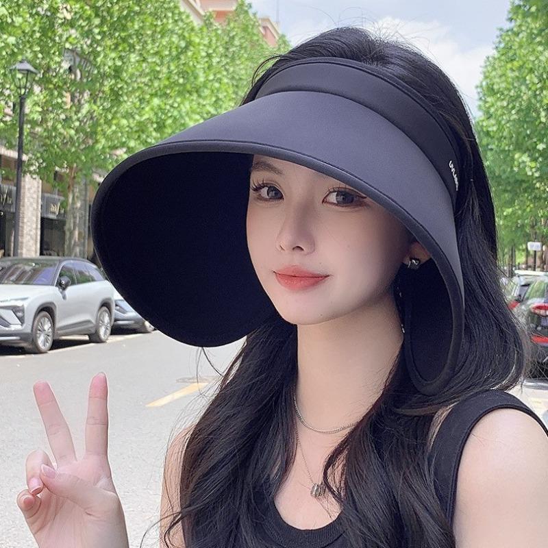 Outdoor Sun Protection Hat Women's Summer Big Brim Empty Top Sun Hat UV Protection Ice Silk Sun Hat