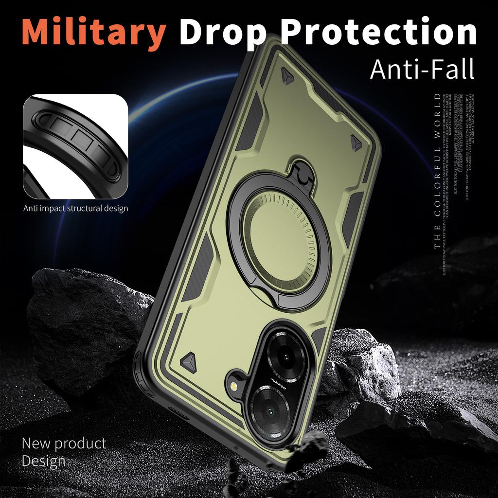 For Xiaomi Redmi A5 4G (171.7mm)/Poco C71 4G Case Compatible with MagSafe Military Protection PC+TPU Kickstand Phone Cover