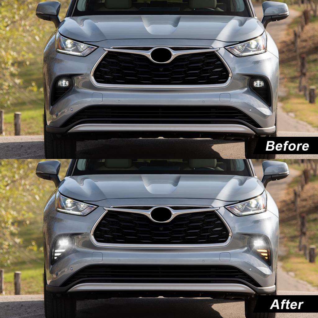 Дневные ходовые огни DRL для Toyota Highlander 2025 2025 Противотуманные фары Дневные огни Двухцветные белые желтые провода Переключатель