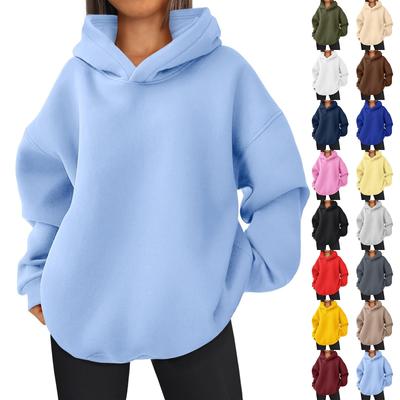 Женский модный пуловер с длинными рукавами и однотонная толстовка с капюшоном