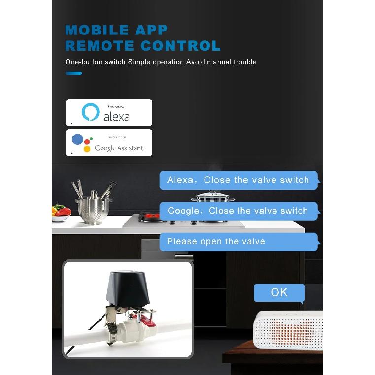 Tuya WiFi Water Valve Wireless Gas Shut-off Timer Garden Faucet Controller Smart Life APP Voice Control with Alexa Google Home