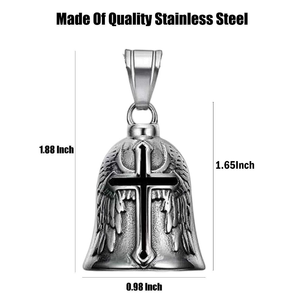Vintage 3D Design Motorcycle Guardian Bell Retro Wing Design Cross Bell Punk Style Alloy Evil Spirit Trap Bell Men