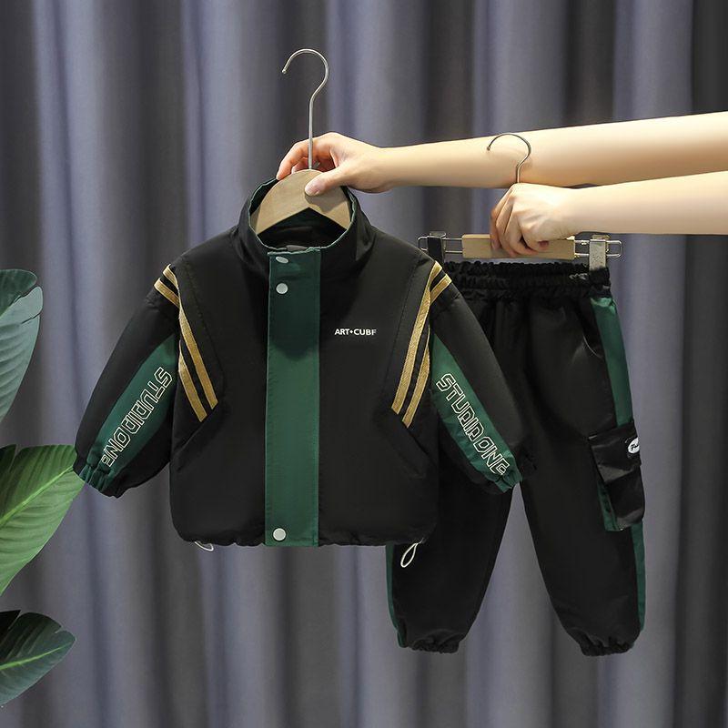 Костюмы для мальчиков, красивый спортивный корейский вариант осеннего костюма из двух частей, детская повседневная мода, детская одежда
