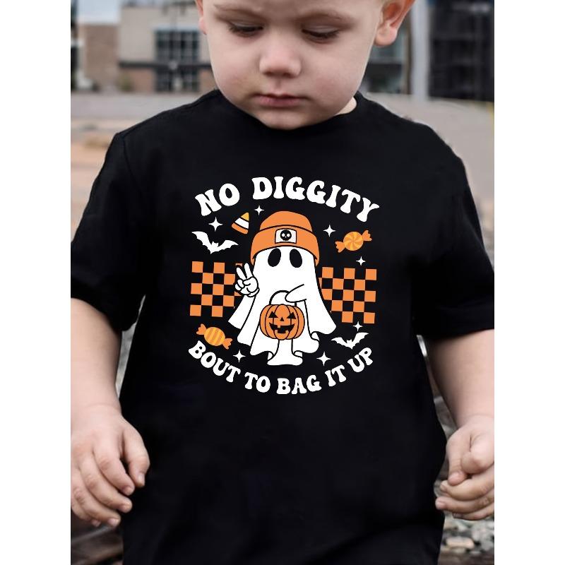 Boys Short Sleeve T-Shirt with Funny Print Summer Casual Round Neck Tee Outdoor Playwear Care Style Suitable for Summer