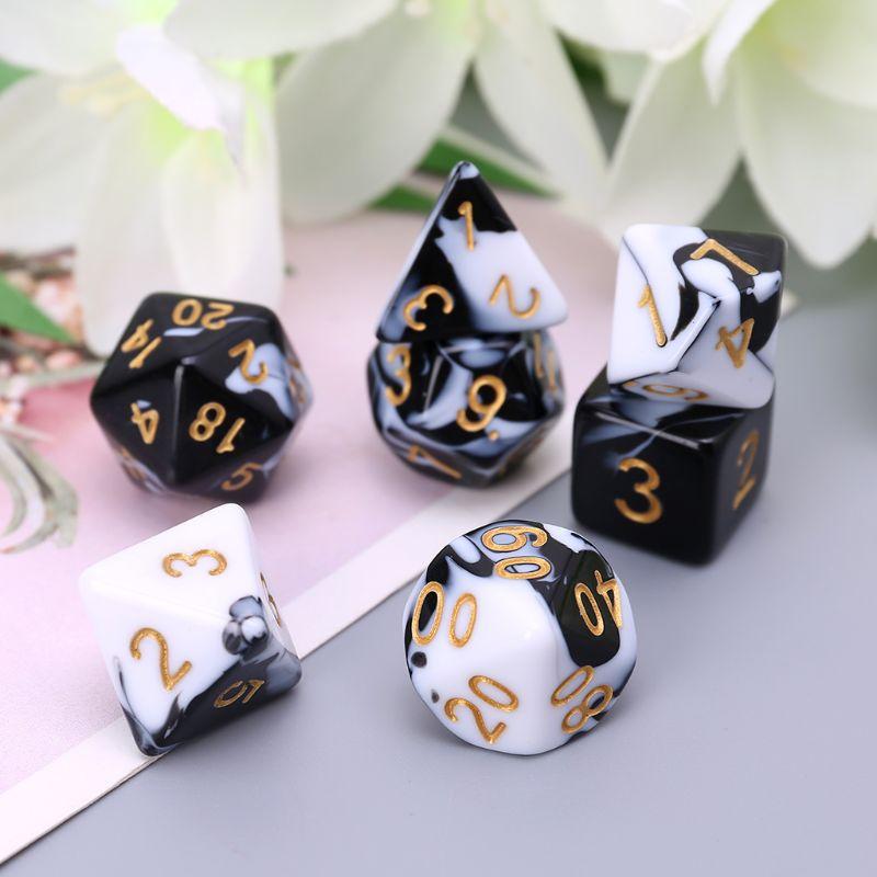 7 шт./лот, многогранные игральные кости из смолы D&D D4 D6 D8 D10 D% D12 D20, многогранные игральные кости TRPG, настольные игры