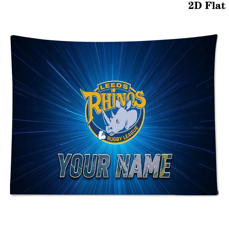 Custom Name Leeds Rhinos Printed Tapestry – Wall Hanging for Bedrooms, Dorms, and Home Decor
