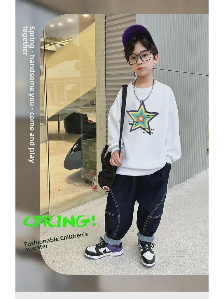 2023 Boys' Street Style Sweatshirt - Spring & Autumn Korean Trend