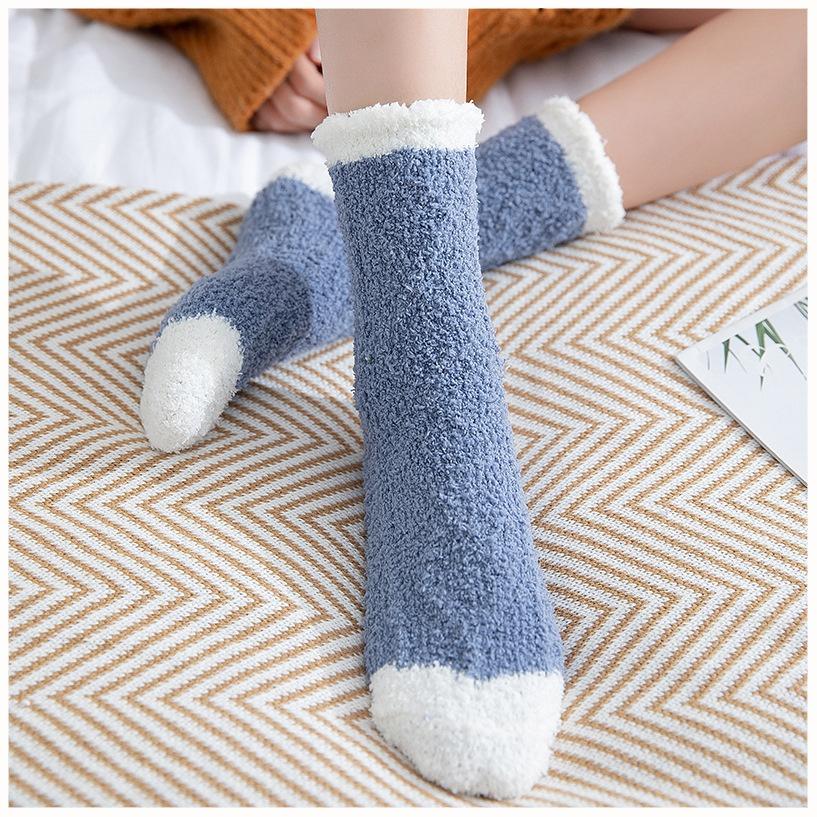 Women Coral Fleece Socks Winter Warm Plush Floor Socks Christmas Socks