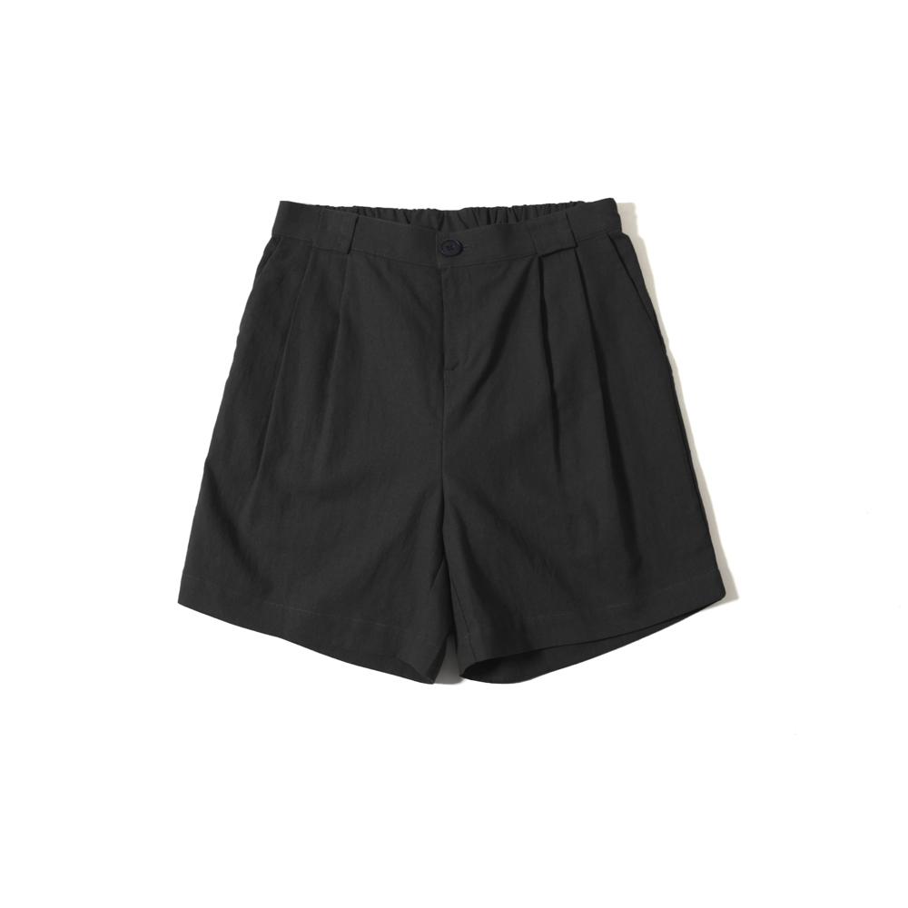 EASE Linen Half Banding Bermuda Pants_Black_Unisex