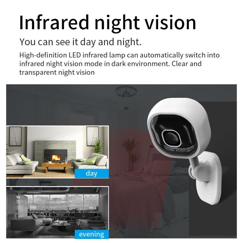 1080P HD WIFI Камера, Внутренняя камера видеонаблюдения, Ночное видение, Двусторонняя аудиосвязь, Обнаружение человека, Камера безопасности