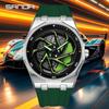 Sanda Brand Men's 360° Rotating Wheel Hubcap Design Quartz Watch Fashion Sports Silicone Waterproof For Daily Wear Hollow Watch